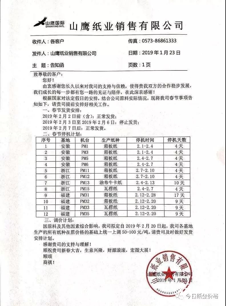 最新15家紙廠春節放假、停收安排，請查收！