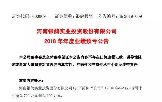 河南銀鴿發布2018年業績預告，虧損原因在于廢紙！