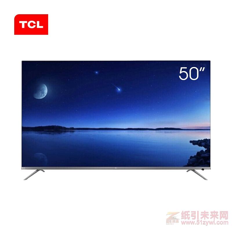 TCL 50P8 50英寸4K超高清液晶電視機 支持有線/無線網絡連接 3840*2160分辨率 LED顯示屏 三級能效 一年保修 黑色 配底座